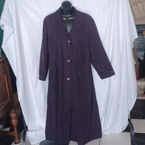 VINTAGE Gallery 80s Purple Lined Trench Coat Size 6, zip out lining